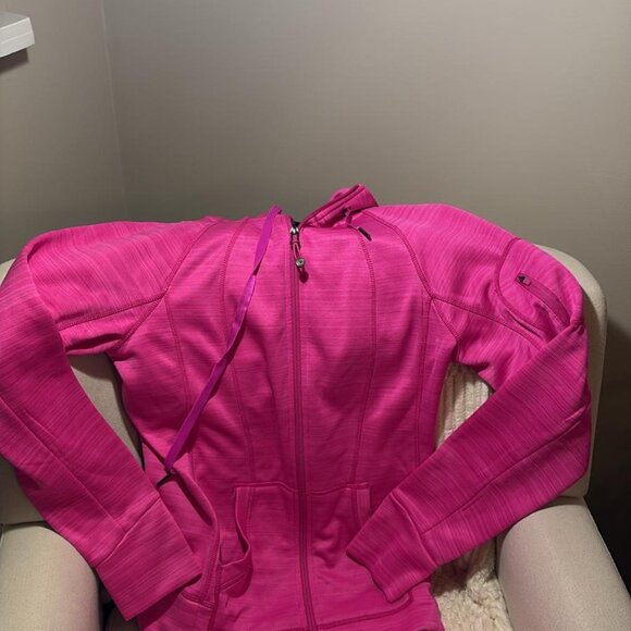 90 Degree Pink Heathered Athletic Zip-Up Hoodie- Size Large - Picture 3 of 6